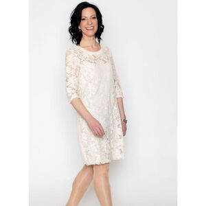 Marc Aurel Dress Size M Ivory Lace Women's knit